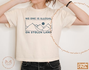 Migration is an act of Courage, No One is Illegal On Stolen Land, Migracion, Migration is a Human Right, Boxy Crop Top, Comfort Colors Crop