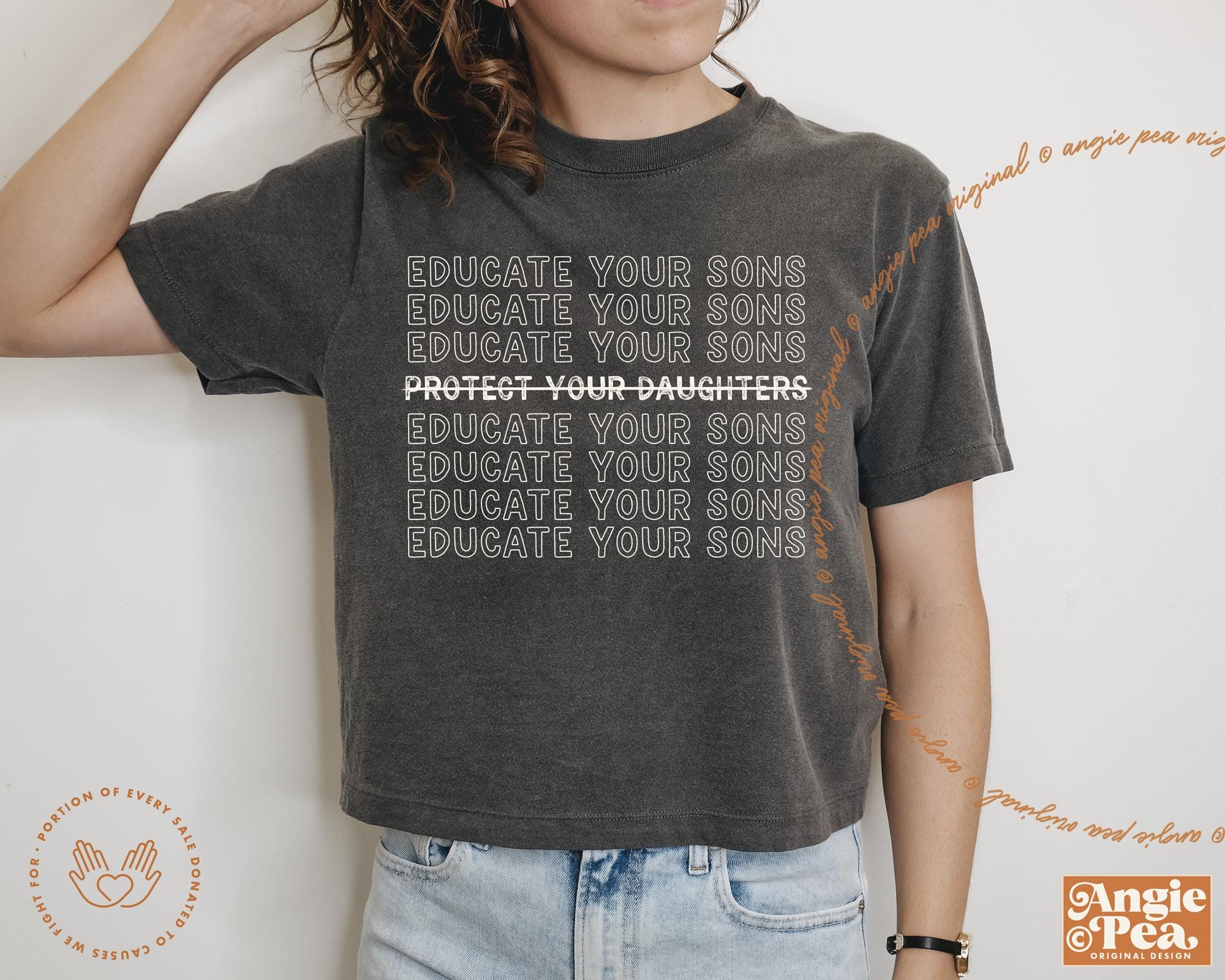 Educate Your Sons, Protect Your Daughters, Feminist Boxy Crop, Feminist Shirt,