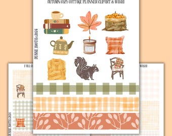 Autumn Cozy Cottage Clipart and Planner Printable | Junk Journal | Ephemera | Immediate Download