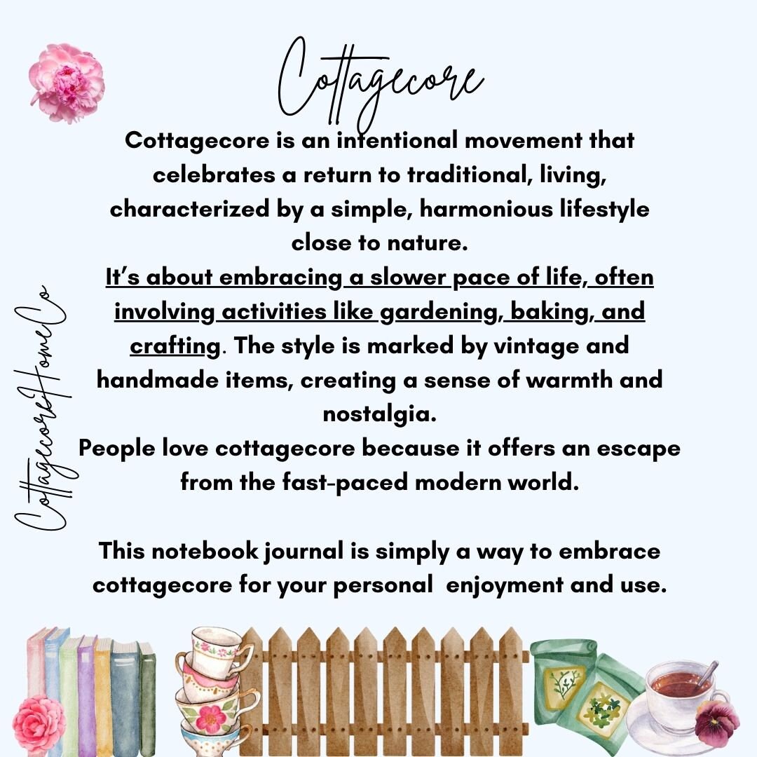 Cottage Style Notebook Printable Journal College Rule Lines 120 Pages ...
