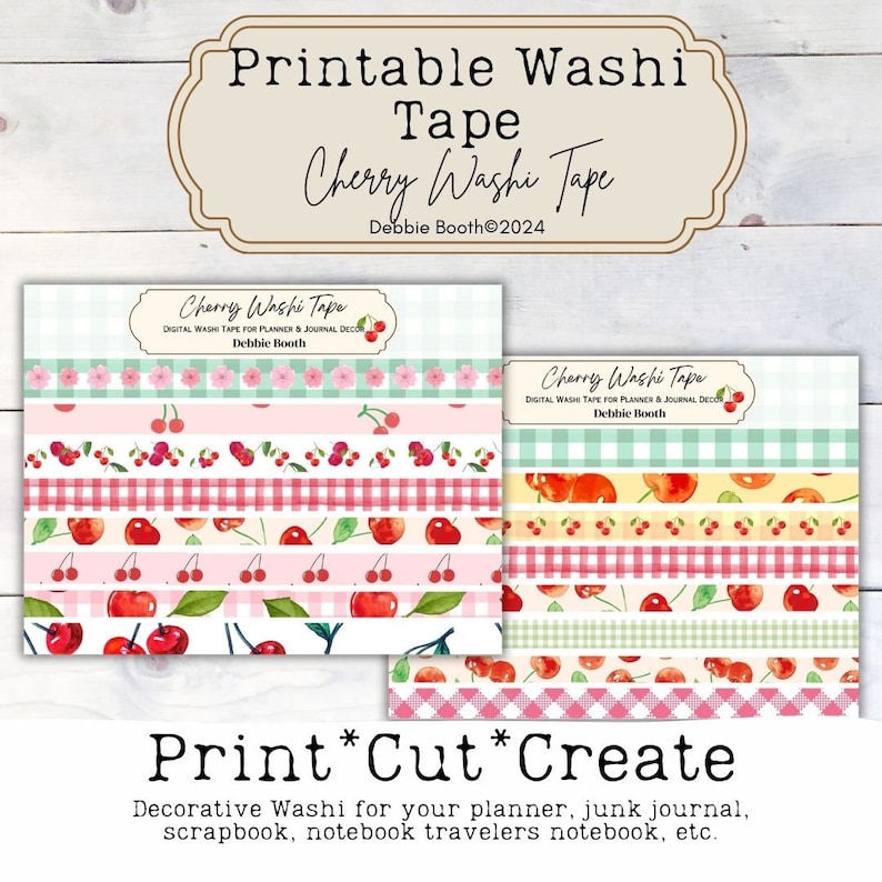 Cherry Washi Tape - Printable Planner Stickers (PDF) - Etsy