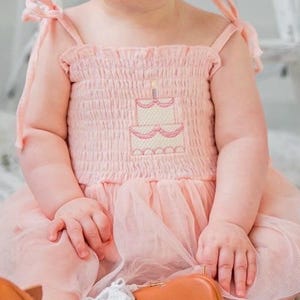 Mädchen Erster Geburtstag bestickter Tutu Strampler - Baby Mädchen Geburtstagskuchen bestickter Strampler - zierliches Baby Mädchen Geburtstag Outfit