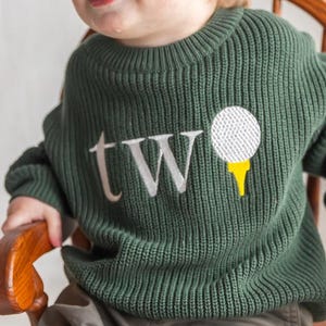 Golf Second Birthday Sweater: Embroidered "Two" Par-Tee Outfit
