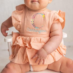 Floral Name Embroidered Romper - Girls Spring Outfit With Name