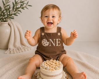One Smart Cookie Birthday Romper - Cookie Cake Smash Outfit