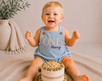 Verjaardagsromper met naam - Cake Smash Overalls