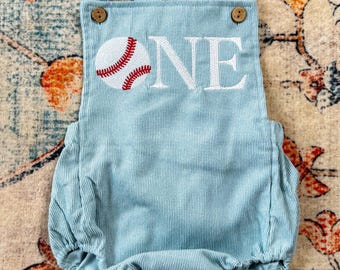 Rookie Year Baseball First Birthday Romper - Baseball Cake Smash Outfit