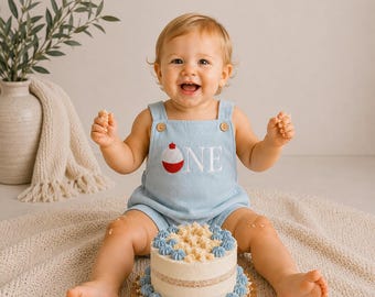 Fishing Theme Baby Romper | "O-Fish-Ally One" First Birthday Outfit