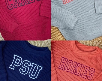 Personalized Varsity Team Toddler Sweater - Custom Game Day Collegiate Toddler Fan  Knit