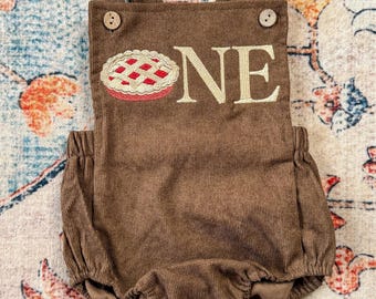Embroidered Cutie Pie "ONE" Romper – Corduroy First Birthday Outfit