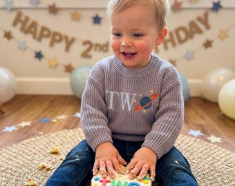 Custom Baby's Two The Moon Sweater: Space 2nd Birthday Outfit