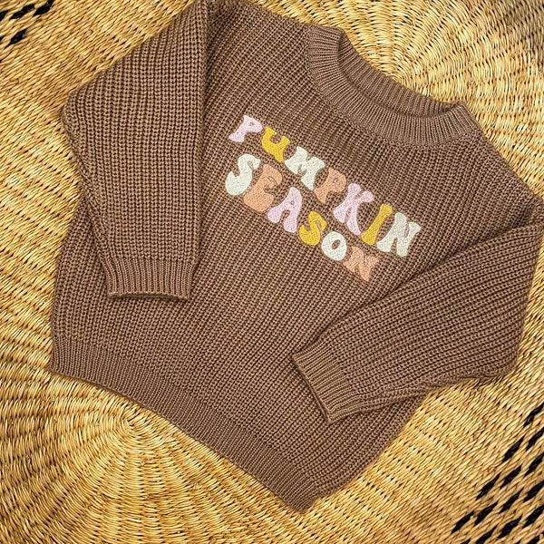 Girls Pumpkin Season Embroidered Sweater - Baby/Toddler Customized Fall Sweater - Girls Pumpkin Patch Outfit - Autumn/Fall Girls Sweater