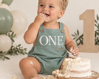 First Birthday Outfit With Name - Cake Smash romper Boy
