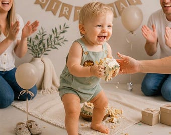 Wild One First Birthday Bubble Romper - Personalized Corduroy Lion Baby Outfit