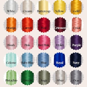 May include: A colour chart showing thread colours, including white, cream, yellow, orange, red, pink, blue, green, silver, grey, and black. The text "Thread Colours" is at the top. The brand logo "SPROUTS by Rose" is in the top right corner.