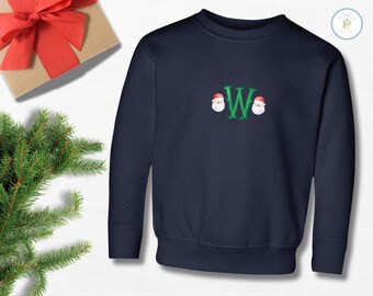 Sudadera para niño // Doble Papá Noel con inicial personalizada // Navidad // Pieles de conejo // Diseño clásico