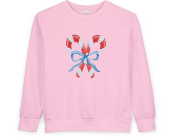 Sudadera para niña pequeña // Lazo de bastón de caramelo de acuarela // Navidad // Pieles de conejo // De 2 a 7 años // Diseños clásicos