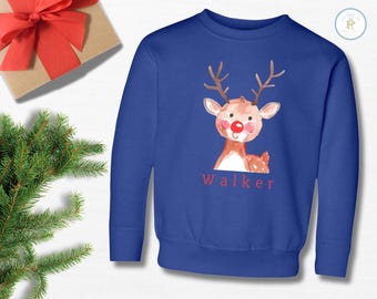 Sudadera para niños pequeños // Reno personalizado // Navidad // Pieles de conejo // De 2 a 7 años // Diseños clásicos
