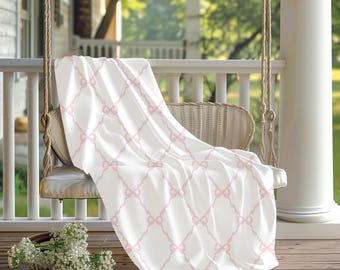 Manta de lazo rosa // Enrejado de lazo rosa vintage // Manta de felpa de terciopelo // Manta // 30x40 // 50x60 // 60x80 // grandmillenial // couquette