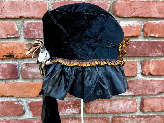 Vintage Handmade 1920s Cloche OOAK Black Velvet H… - image 7