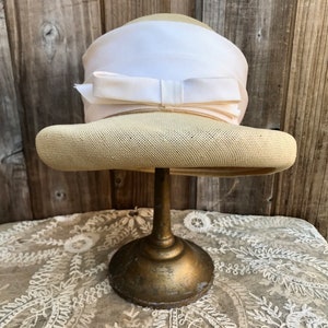 Vintage Michael Terre Ivory Straw Hat With Bow