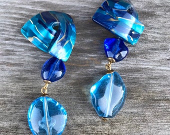 Vintage Blue 80s Earrings REDUCED