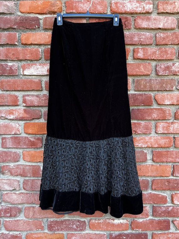 Vintage Edwardian Style Handmade Black Velvet Lon… - image 1