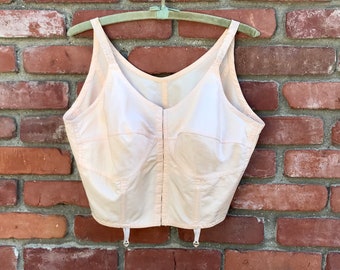 Vintage Free Form Peach Colored Bullet Bra 1950's Girdle Straps