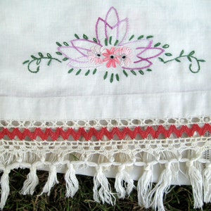 Embroidered Extra Long Table Runner With Lavender Lotus