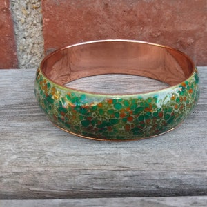 Vintage Matisse Renoir Green Speckled Enameled Bangle Bracelet image 4