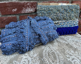 4 Various Vintage Blue Trim Upholstery Craft sewing AS IS