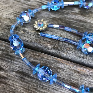 Vintage Mid Century Blue Glass Necklace REDUCED image 2