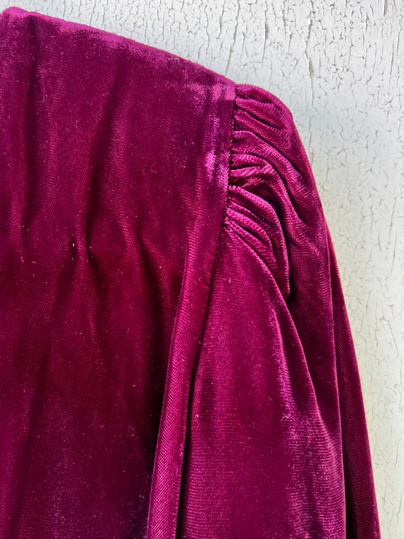 Vintage Velvet Cropped 80s 90s Blazer Jacket With… - image 2