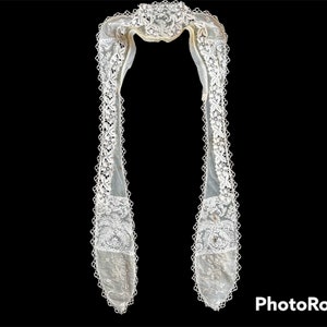 Antique 19th Century Lace Lappet Collar Cap Mid 1800s Civil War Vintage Victorian REDUCED