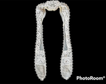 Antique 19th Century Lace Lappet Collar Cap Mid 1800s Civil War Vintage Victorian REDUCED