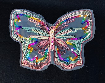 Multi Colored Sequined Butterfly Appliqué