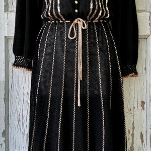 Vintage Lucie James of London Black and Pink Knit Dress