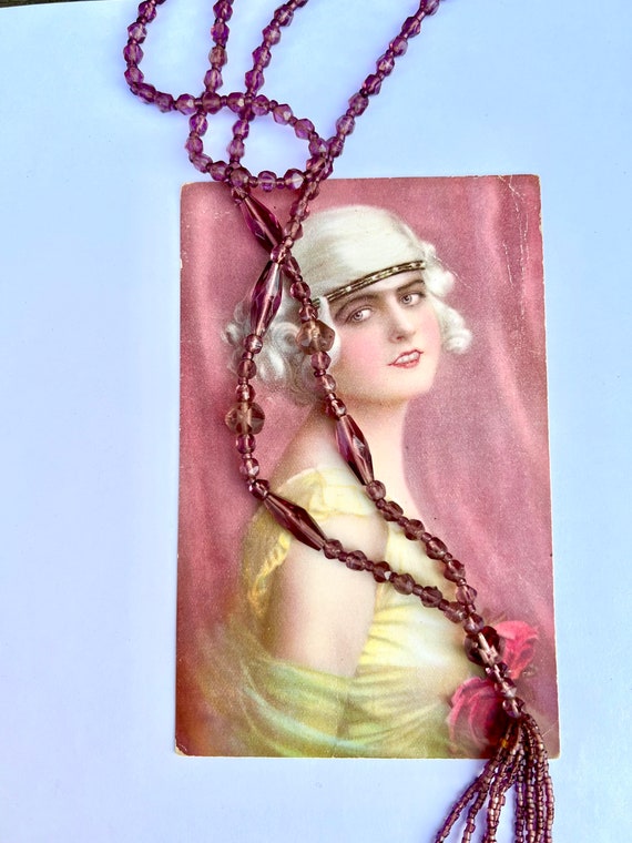 1920s Lavender Flapper Sautoir Necklace - image 5