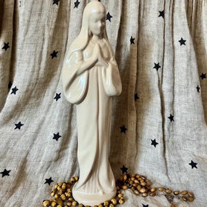 Vintage Ceramic Virgin Mother Mary White Figurine