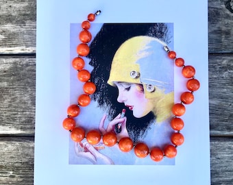 Vintage MId Century Bold Orange Choker Necklace