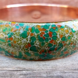 Vintage Matisse Renoir Green Speckled Enameled Bangle Bracelet image 5