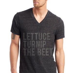 SALE Lettuce turnip the beet ® trademark brand OFFICIAL SITE black heather vneck t shirt music yoga vegan dance music festival chef farm image 1