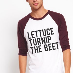 Lettuce turnip the beet ® trademark brand OFFICIAL SITE crimson red baseball jersey lightweight shirt crossfit music gym vegan funny image 2