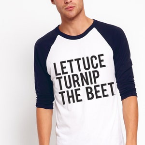 SALE Lettuce turnip the beet ® trademark brand OFFICIAL SITE navy baseball jersey lightweight shirt barre funny vegan yoga music dance image 1