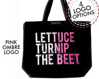Lettuce turnip the beet ® trademark brand OFFICIAL site - large canvas tote bag - farmers market chef vegetarian music gardening yoga dance