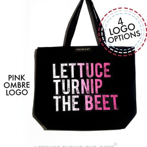 Lettuce turnip the beet ® trademark brand OFFICIAL site - large canvas tote bag - farmers market chef vegetarian music gardening yoga dance