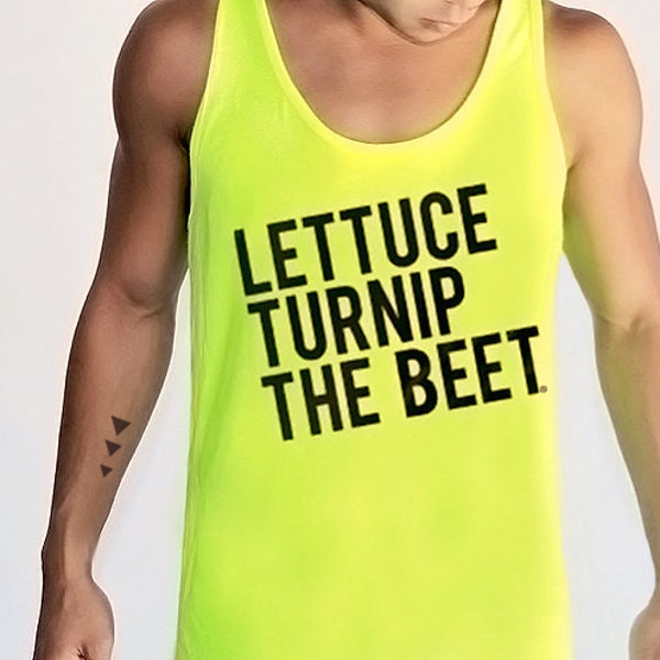 SALE - Lettuce turnip the beet ® trademark brand OFFICIAL site - neon yellow tank top with classic logo - as seen in DJ Mag