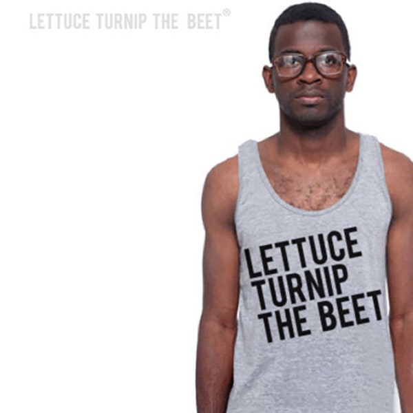 SALE lettuce turnip the beet ® trademark brand - grey tank top with black logo - as seen on Madonna's choreographer - funny music dance edm