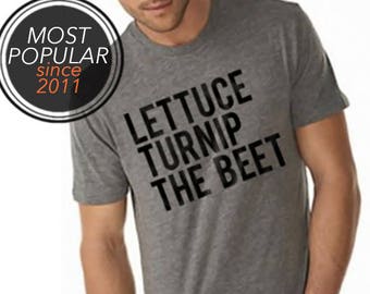 Lettuce turnip the beet ® OFFICIAL SITE -  classic heather grey track tee with logo - seen in Modern Farmer magazine - funny, crossfit, gym