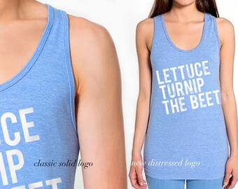 SALE Lettuce turnip the beet ® trademark brand OFFICIAL site - light blue tank top - funny chef crossfit gym vegan barre yoga - size XS or L